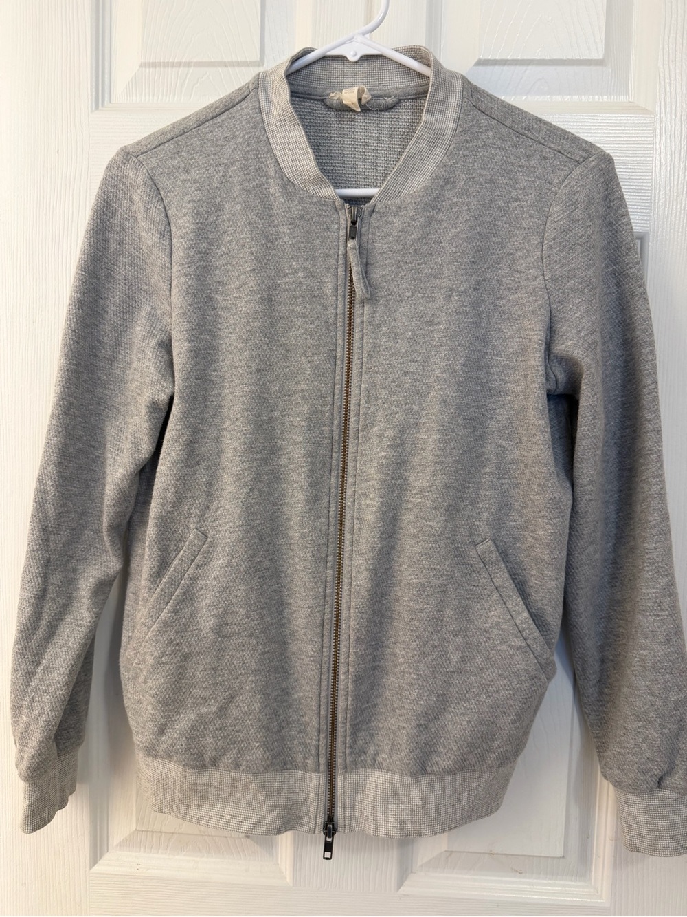 Eileen Fisher Small 100% Organic Cotton Gray Knit Full Zip Jacket